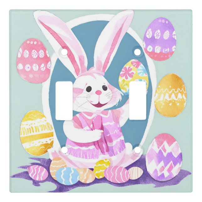 bunny with easter eggs light switch cover (Front)