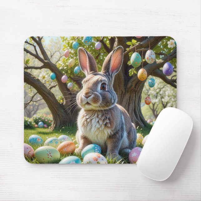 Bunny With Easter Eggs Mouse Pad (With Mouse)