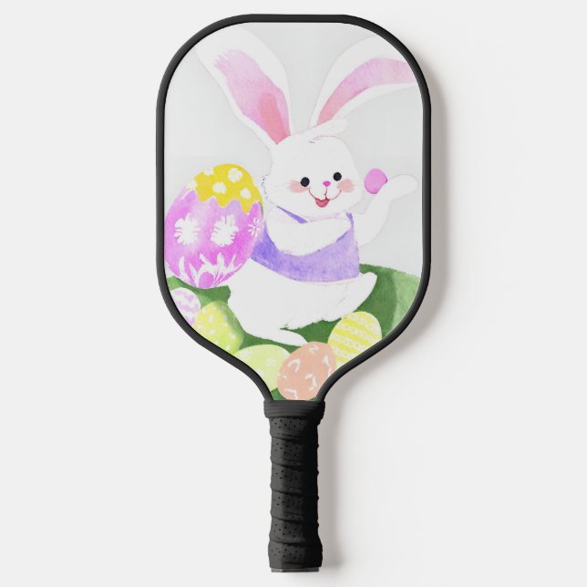 bunny with easter eggs pickleball paddle (Front)