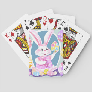bunny with easter eggs poker cards