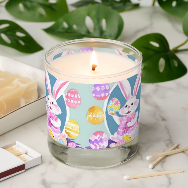 bunny with easter eggs scented candle (Lit)