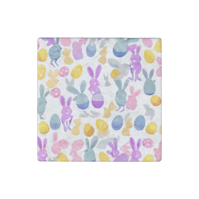 bunny with easter eggs stone magnet (Front)