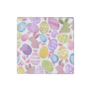 bunny with easter eggs stone magnet