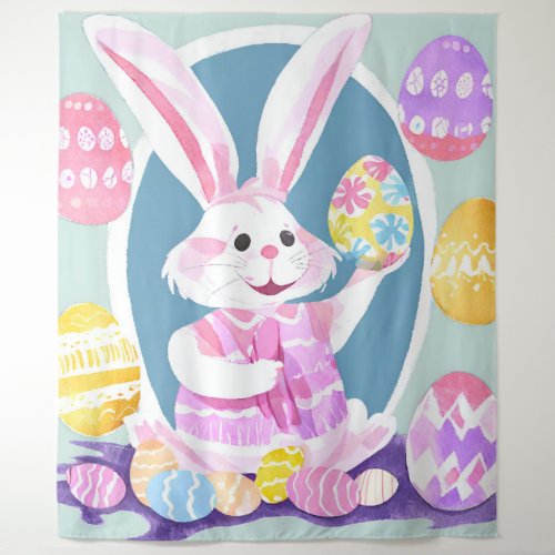 bunny with easter eggs tapestry