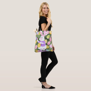 bunny with easter eggs tote bag