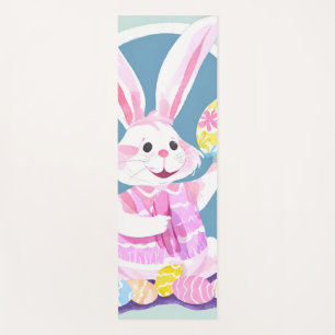 bunny with easter eggs yoga mat