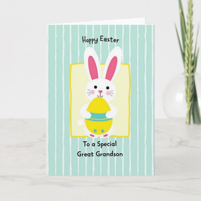 Bunny With Egg Holiday Card (Front)