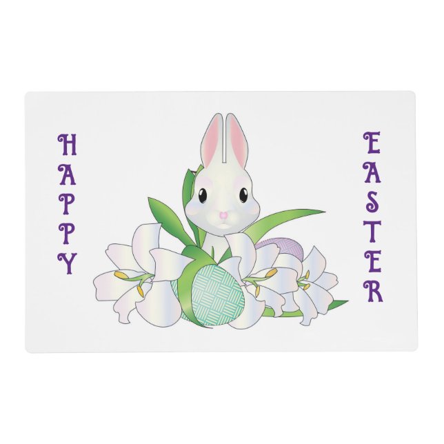 Bunny With Eggs Laminated Placemat (Front)