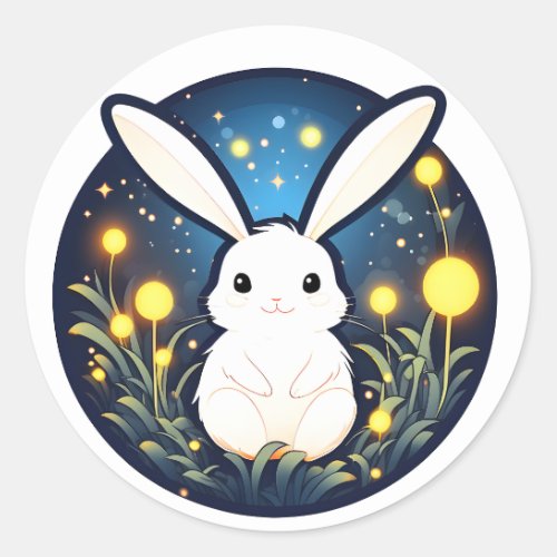 Bunny with fireflies sticker