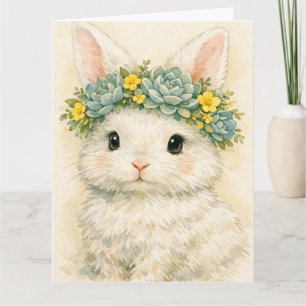 Bunny With Floral Crown Card