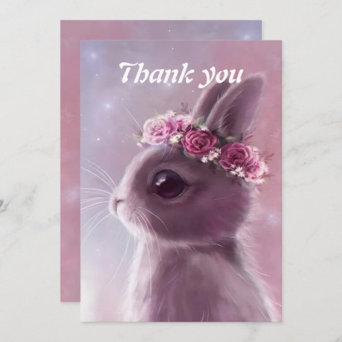 Bunny with Floral Wreath Thank You Card