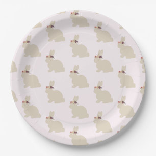 Bunny with Flower Headband Painting Napkins Paper Plates