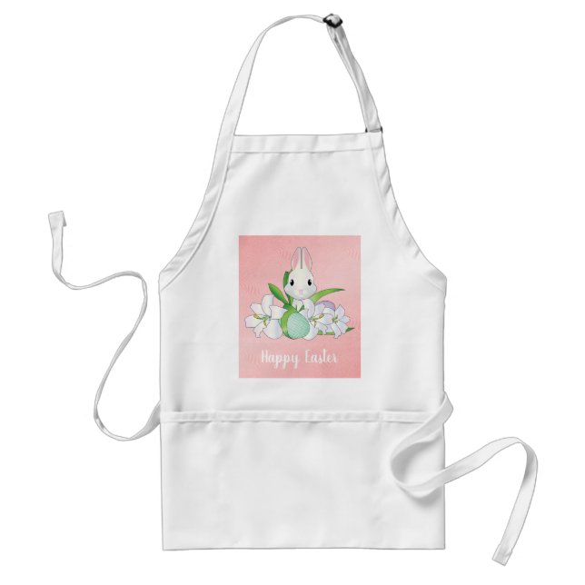 Bunny With Flowers Adult Apron (Front)