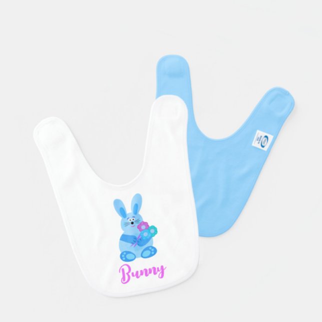 Bunny with flowers baby bib (Creator Uploaded)
