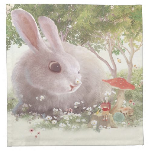 Bunny with Flowers Cloth Napkin