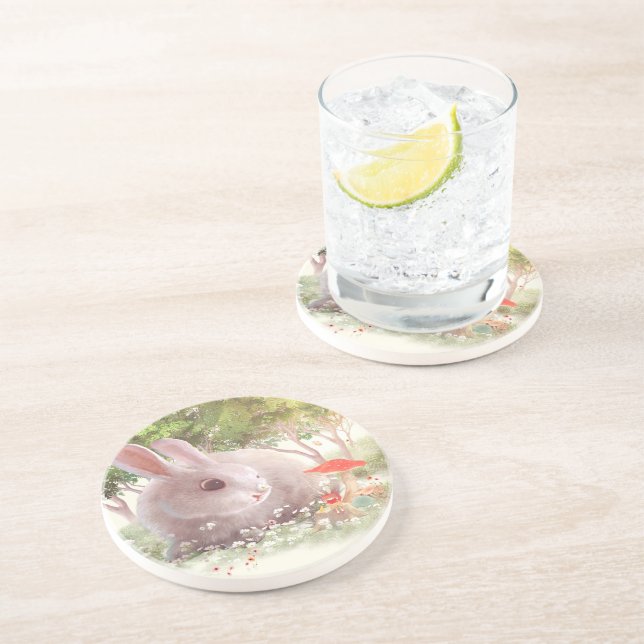 Bunny with Flowers Coaster (Side)