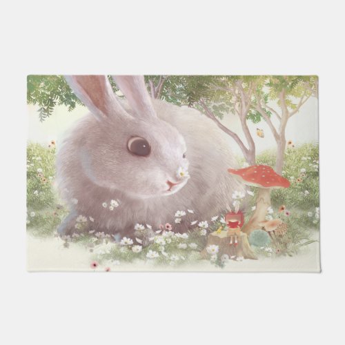 Bunny with Flowers Doormat