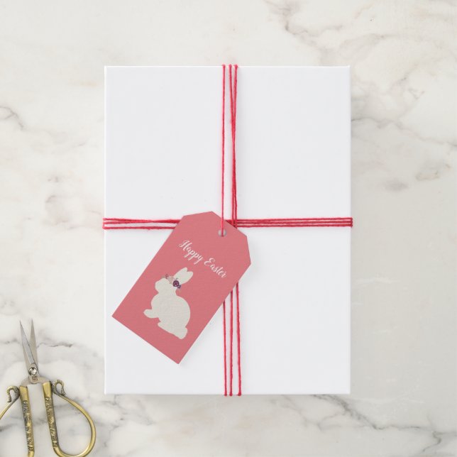 Bunny with Flowers Headband Painting Gift Tag (With Twine)