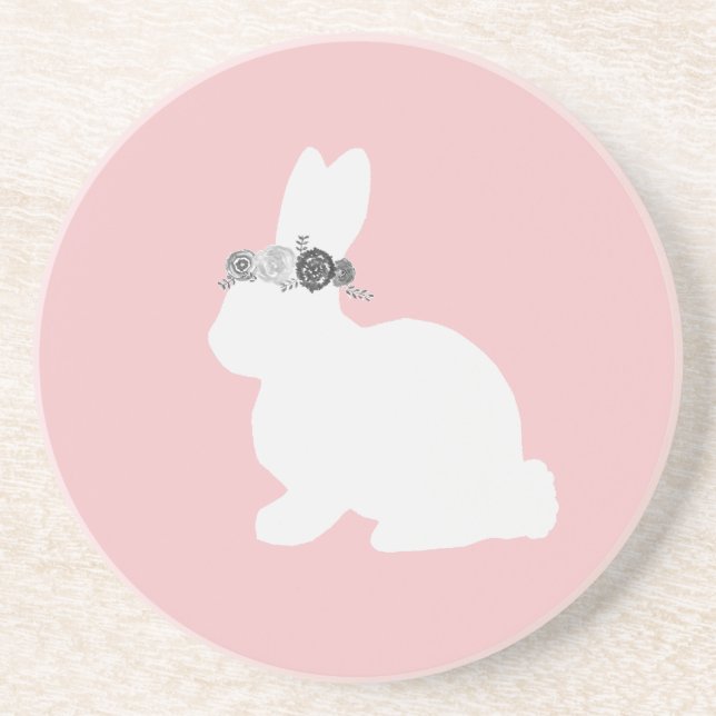 Bunny with Flowers Painting Easter Coaster (Front)
