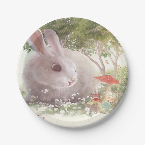 Bunny with Flowers Paper Plates