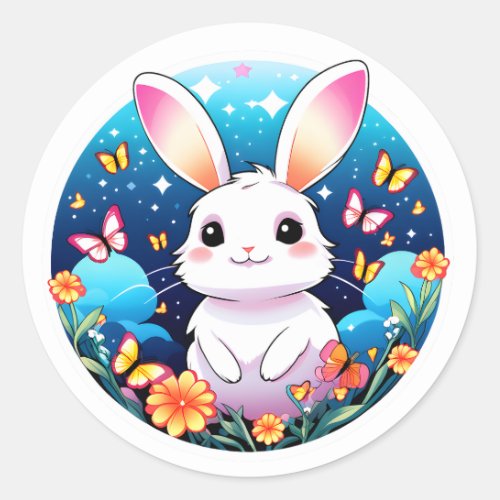Bunny with flowers sticker