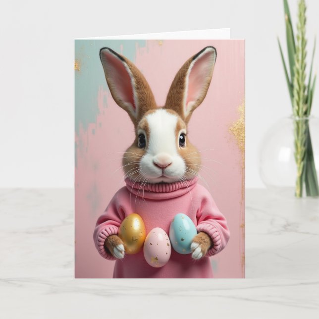 Bunny With Gifts Cute Holiday Card (Front)