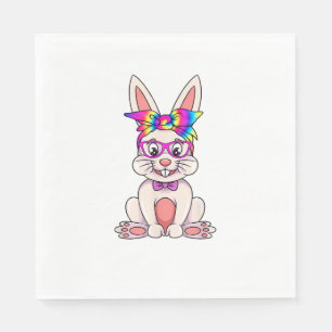 Bunny With Glasses And Tie Dye Bandana Easter Hipp Napkins