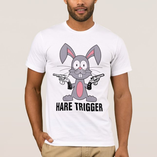 BUNNY WITH GUNS, HARE TRIGGER T-SHIRTS (Front)