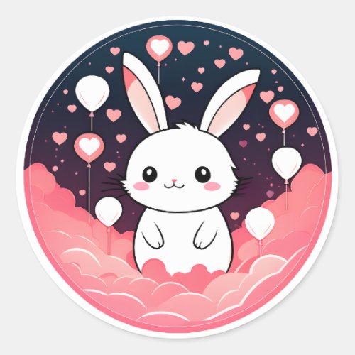 Bunny with heart ballons sticker