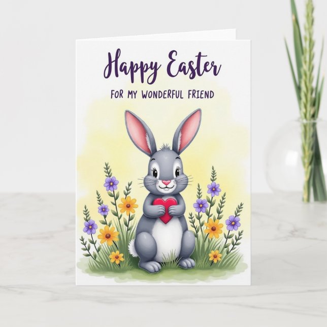 Bunny With Heart Friend Card (Front)
