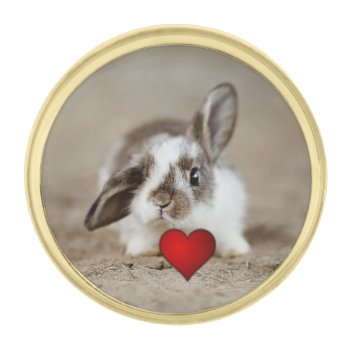 Bunny With Heart Lapel Pin by WingSong at Zazzle