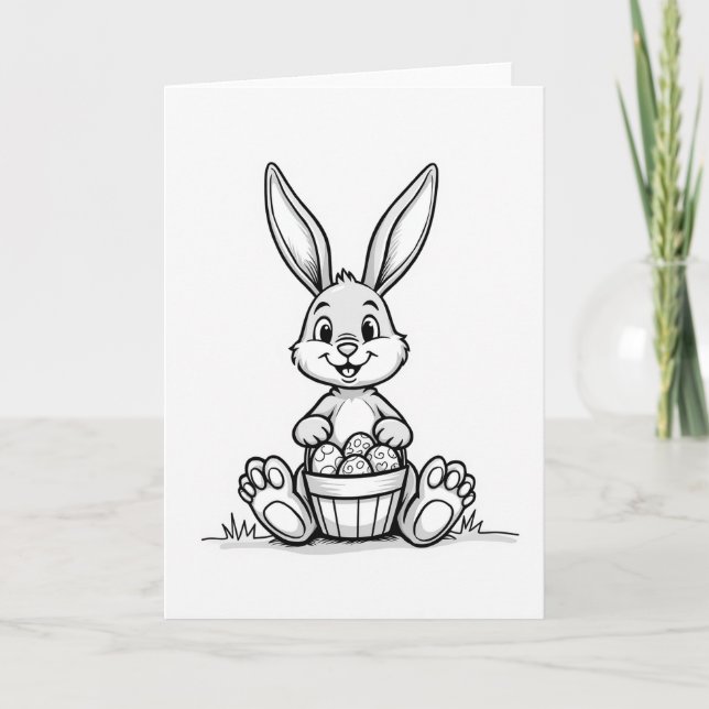 Bunny With Heart Pattern Egg Card (Front)