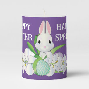 Bunny With Lilies Pillar Candle