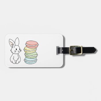 Bunny With Macaroons Luggage Tag by bunnieswithstuff at Zazzle