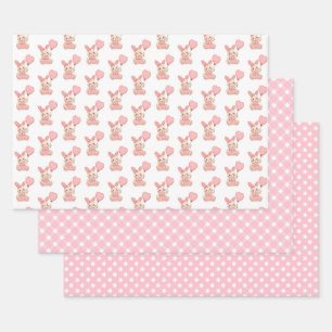 Bunny with Pink Balloon Wrapping Paper Sheets