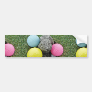 Bunny with pink blue yellow egg bumper sticker