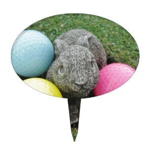 Bunny with pink blue yellow egg cake topper