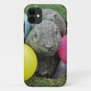Bunny with pink blue yellow egg iPhone 11 case