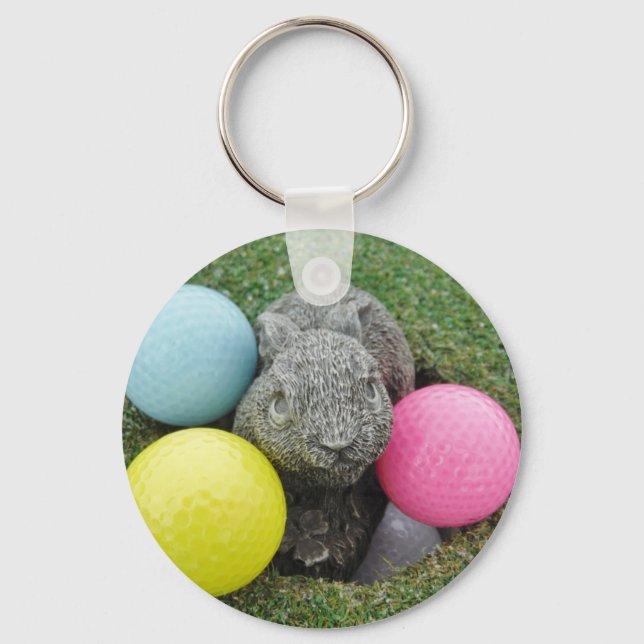 Bunny with pink blue yellow egg keychain (Front)