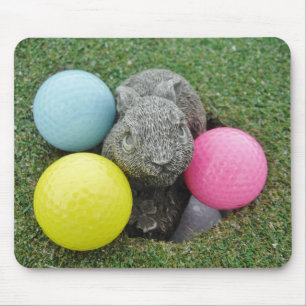 Bunny with pink blue yellow egg mouse pad