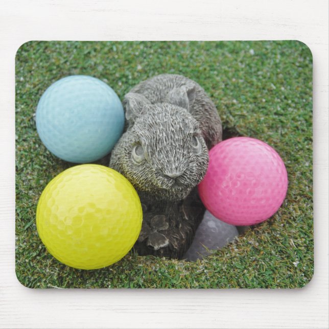 Bunny with pink blue yellow egg mouse pad (Front)