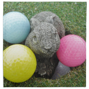 Bunny with pink blue yellow egg napkin