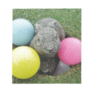 Bunny with pink blue yellow egg notepad