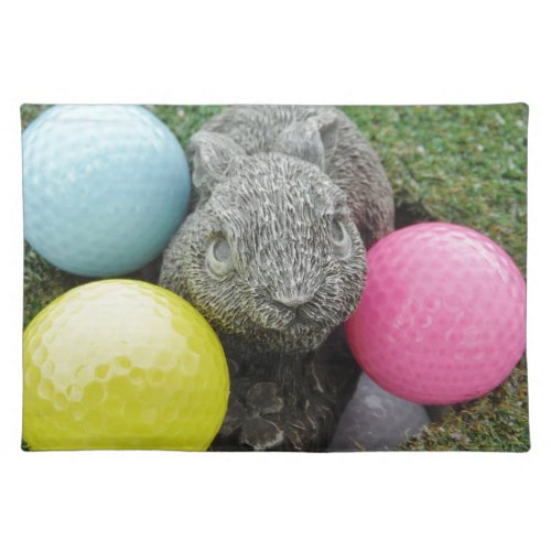 Bunny with pink blue yellow egg placemat