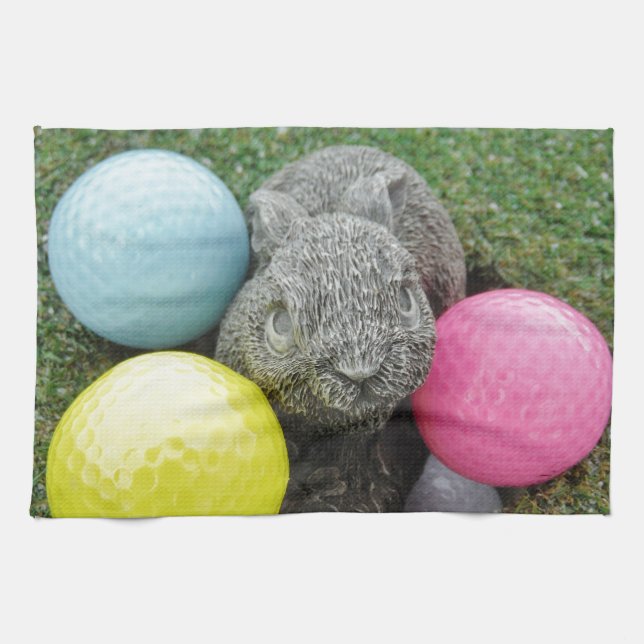 Bunny with pink blue yellow egg towel (Horizontal)