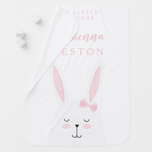 Bunny with Pink Bow Soft Tones Modern Minimalist Baby Blanket