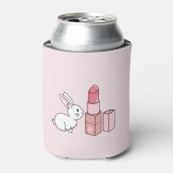 Bunny With Pink Lipstick Can Cooler by bunnieswithstuff at Zazzle