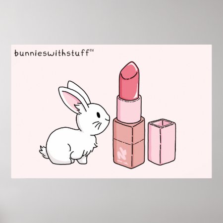 Bunny With Pink Lipstick Poster