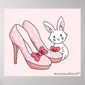 Bunny With Pink Shoes Poster by bunnieswithstuff at Zazzle