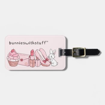 Bunny With Pink Stuff Luggage Tag by bunnieswithstuff at Zazzle